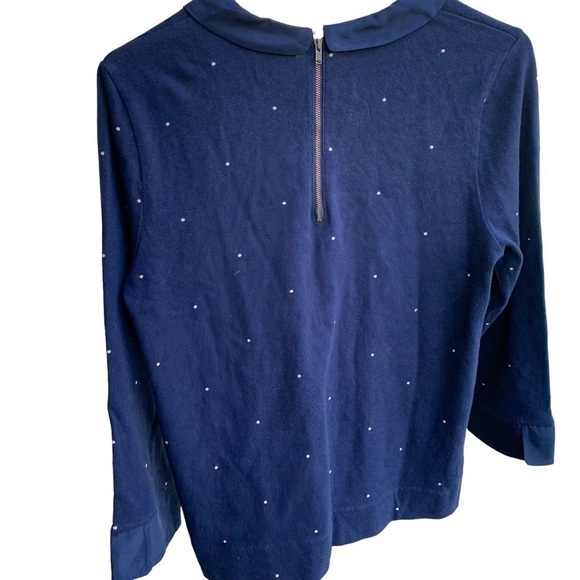 J.CREW Factory Navy Blue Polka Dot Peter Pan Collar Sweater Size M Long Sleeve - Picture 4 of 5